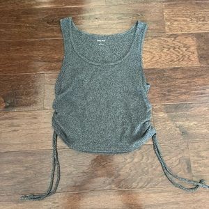 ❤️4 for $28 gray ribbed soft tank- ruched tie sides